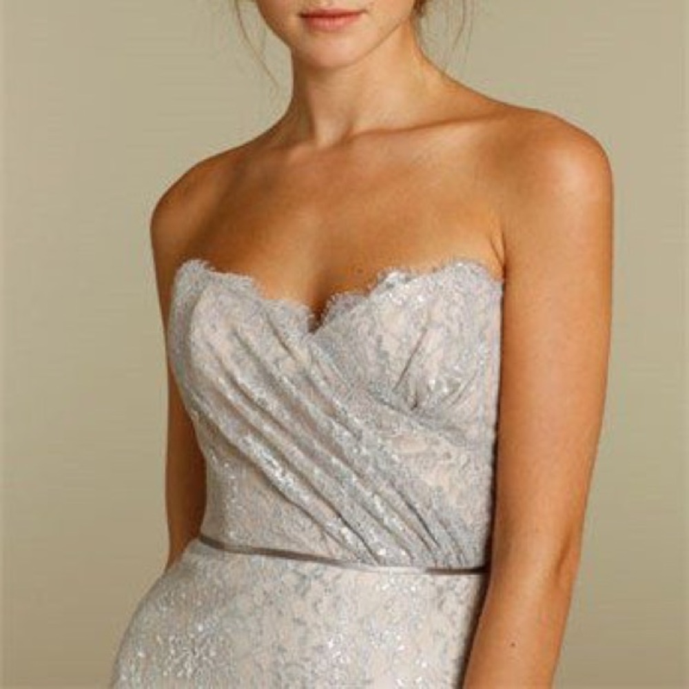Alvina Valenta Dress Pink w/ Silver Lace Overlay